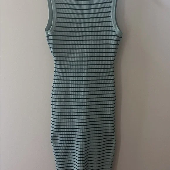 NWOT Love Tree mint stone and black striped ribbed sleeveless dress! Size Large - Picture 4 of 10